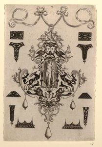 Anhängerdesign mit der Tugend Hoffnung, Tafel 3, aus einer Serie von acht Anhängerdesigns mit den Kardinaltugenden von Johann Theodor de Bry