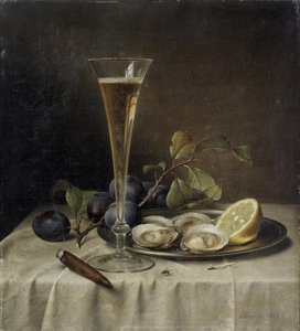 Stillleben mit Champagner und Austern, 1857 von Johann Wilhelm Preyer