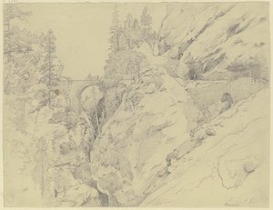 Via Mala, oben die steinerne Brücke von Johann Wilhelm Schirmer