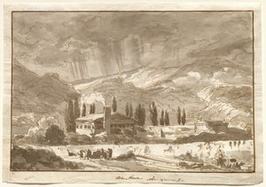 Ein Sturm über den Bergen bei Nocera