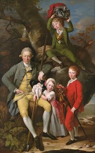Henry Knight von Tythegston mit seinen drei Kindern, ca. 1770