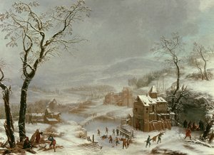 Winterszene in der Nähe des Flusses Flustal