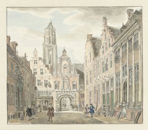 Nieuwstraat in Utrecht mit Blick auf den Domturm von Johanna de Bruyn