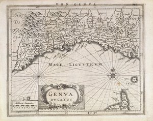 Herzogtum Genua, Karte von Jan Baptist Vrients aus dem deutschen Atlas, Kupferstich, Mitte des 17. Jahrhunderts von Johannes Baptista Vrints