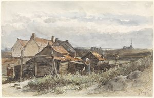 Fischerhäuser in Scheveningen von Johannes Bosboom