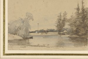 Blick über den Teich des Hauses zu Leede (?) von Johannes Bosboom