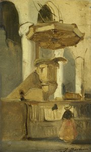 Die Kanzel der Kirche in Hoorn von Johannes Bosboom
