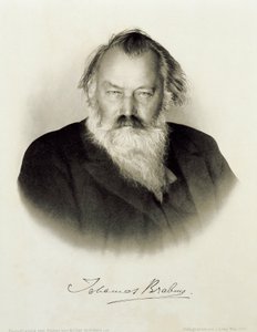 Porträt des deutschen Komponisten, Pianisten und Dirigenten Johannes Brahms (Stich)