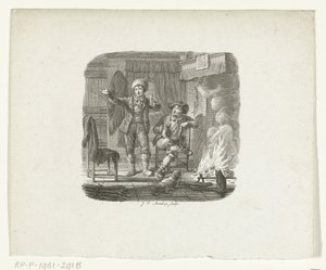 Zwei Männer im Gespräch am Kamin von Johannes Christiaan Bendorp