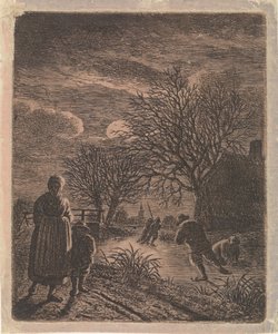 Landschaft mit Schlittschuhläufern