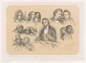 Charles Dickens inmitten von Figuren aus David Copperfield von Johannes Christiaan d