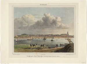Ansicht von Nijmegen von Lent aus gesehen von Johannes Franciscus Christ