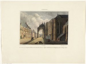 Ansicht der Stevenskerk und der Lateinschule in Nijmegen (Nymegen) von Johannes Franciscus Christ