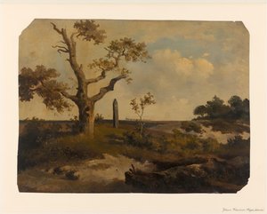 Landschaft mit Zug in der Ferne von Johannes Franciscus Hoppenbrouwers (signed by artist)