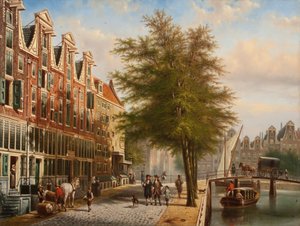 Blick auf die Leidsegracht und Herengracht, Amsterdam von Johannes Franciscus Spohler