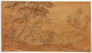 Landschaft mit Figuren an einem Bach