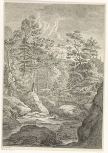 Schlucht mit Bäumen und einem Bach von Johannes Glauber