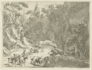 Berglandschaft mit Hirten und Vieh von Johannes Gronsveld