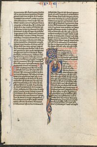 Blatt aus einer lateinischen Bibel: Initiale P mit St. Paulus, der ein Schwert hält, ca. 1250 von Johannes Grusch Atelier