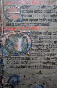 Detail aus der Gutenberg-Bibel des 15. Jahrhunderts, Eröffnung des Epheserbriefs