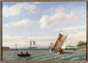 Fischerboot in einem Mündung von Johannes Hermann Barend Koekkoek