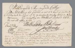 Brief von Pfarrer Hooyman an Jan Brandes