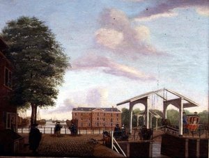 Ein Kai an einem Hafen von Johannes Huibert (circle of) Prins