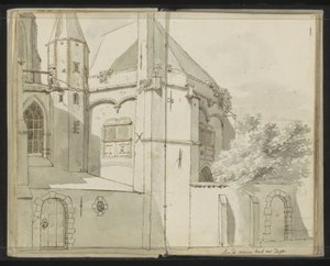 Zijaanzicht van de Nieuwe Kerk te Delft von Johannes Huibert Prins