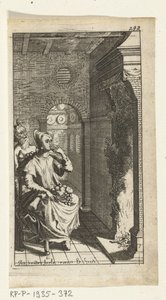 Der leckere Teufel Buchillustration für Simon de Vries, Seven Duyvelen regeerende en serveerende de Hedendaeghsche Dienstmaegden, Amsterdam, 1682 von Johannes Jacobsz van den Aveele