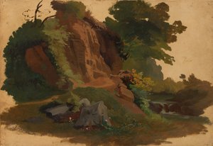 Felsvorsprung an einem Bach in der römischen Campagna, ca. 1835-40 von Johannes Jakob Frey