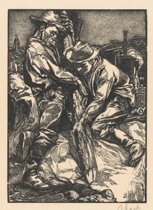 Bauarbeiter bei der Pfahlgründung von Johannes Josephus Aarts (signed by artist)
