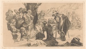 Männer, Frauen und Kinder bei einem Baum von Johannes Josephus Aarts