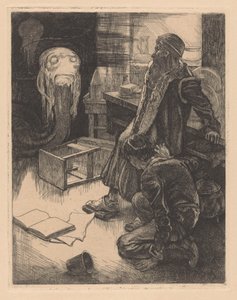 Zwei Männer und ein Monster in einem Arbeitszimmer