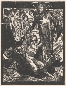 Frauenfiguren mit Mann auf dem Rücken eines Vogels von Johannes Josephus Aarts
