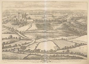 Das Schloss von Bolsover in Derbyshire: einer der Sitze des edelsten und mächtigsten Prinzen John Holles, Herzog von Newcastle, Marquis und Graf von Clare, Baron Haughton, Lord Lt. des Countys Nottingham und der Stadt und des Countys der Stadt Nottingham von Johannes Kip