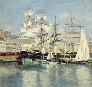 Vollschiffe in Le Havre, 1886 von Johannes Martin Grimelund