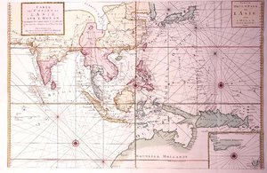 Küstenkarte von Nordwestindien bis Nordaustralien über Japan und die Philippinen, ca. 1700
