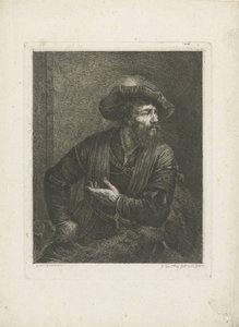 Porträt eines unbekannten Mannes mit gefiederter Barett von Johannes Pieter de Frey