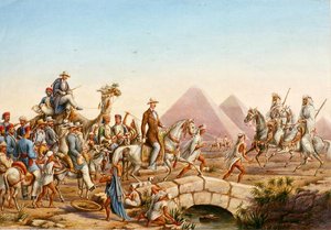 Prinz Albert von Preußen mit seinem Gefolge bei einer Besichtigung der Pyramiden von Gizeh