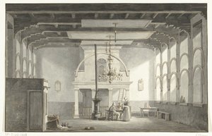 Der Saal in den Kloveniersdoelen in Dordrecht, wo die Nationale Synode in den Jahren 1618-1619 stattfand, 1836 von Johannes Rutten (signed by artist)