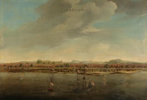 Ansicht von Kanton in China von Johannes Vinckboons (attributed to)