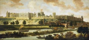 Ansicht von Windsor Castle und das gesamte Panorama um das Gebäude, mit Beschreibung des Parks und der Aktivitäten auf dem Fluss, eine Vielzahl von Booten, von Fischerbooten bis zu königlichen Schiffen von Johannes Vorsterman
