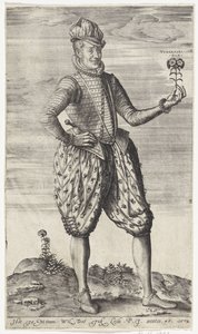 Unbekannter Mann mit Nelke von Johannes Wierix