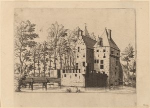 Schloss mit Zugbrücke von Johannes and Lucas van Doetechum after Master of the Small Landscapes