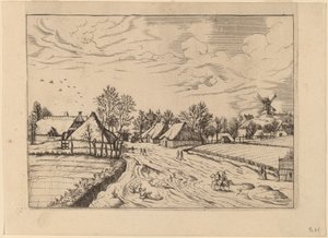 Dorf mit Postmühle von Johannes and Lucas van Doetechum after Master of the Small Landscapes