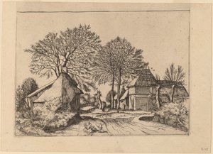 Straße mit Scheune und Hütten