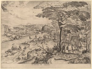 Euntes in Emaus (Die Pilger nach Emmaus) von Johannes and Lucas van Doetechum after Pieter Bruegel the Elder