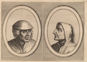 "Kees Geldt-sack" und "Kaarighe Truy" von Johannes and Lucas van Doetechum after Pieter Bruegel the Elder