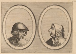"Schonckje Wel-bedrocht" und "Pronckje Heel-volmaeckt" von Johannes and Lucas van Doetechum after Pieter Bruegel the Elder