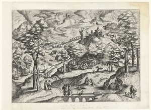 Landschaft mit Taufe Christi von Johannes of Lucas van Doetechum